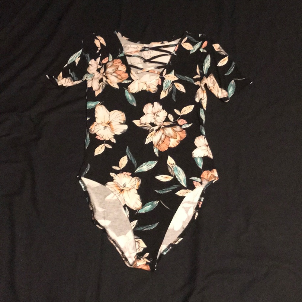 Tropical lace front one-piece